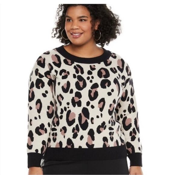 NWT Evri Animal Print Cozy Knit Sweater Plus Size 4X - Picture 1 of 13